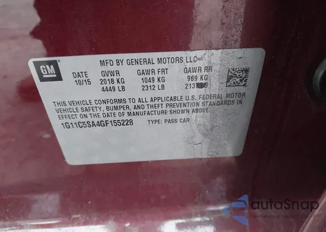 2016 Chevrolet Malibu Limited Lt from USA, damaged, VIN 1G11C5SA4GF155228